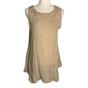 Lagen Look Layering Tank Top Tunic S Beige Slightly Sheer Sleeveless Cotton